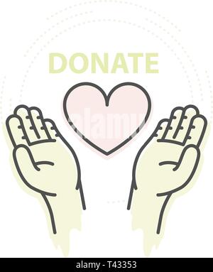 Hands hold heart - charity, donation and help concept Stock Vector