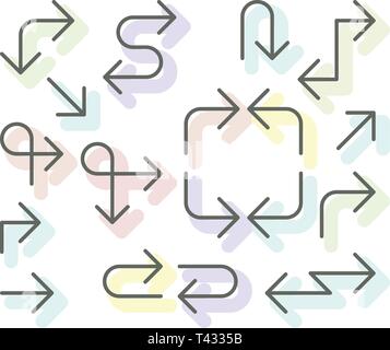 Thin arrows set - navigational simple line arrows for website or app Stock Vector
