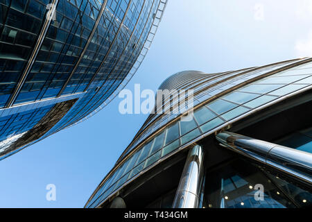 Warsaw, Poland. April 2019.  The modern skyscrapers in the city center Stock Photo