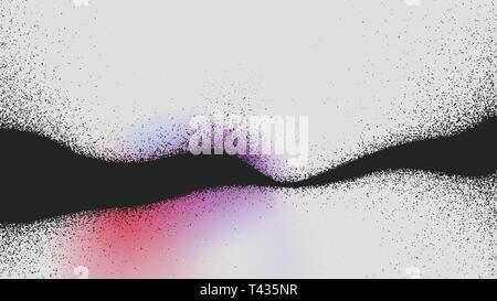 Abstract splash of black dust wave, particle explosion abstract background Vector illustration for design of booklets and posters. Stock Vector