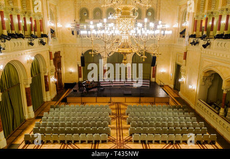 Interior view of Vigado concert hall at Budapest,Hungary.Vigado  is a multi-arts event centre and Budapest's second largest concert hall as well. Stock Photo