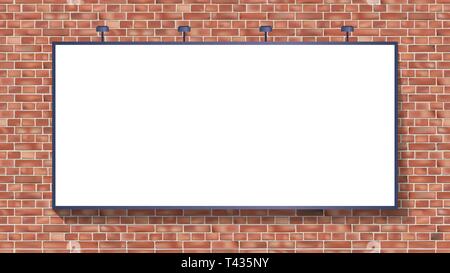 White billboard mockup on brick wall vector illustration use for your advertising or product Stock Vector