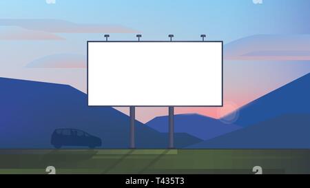 Blank advertising billboard canvas mockup on backdrop landscape use for your advertising or product Stock Vector