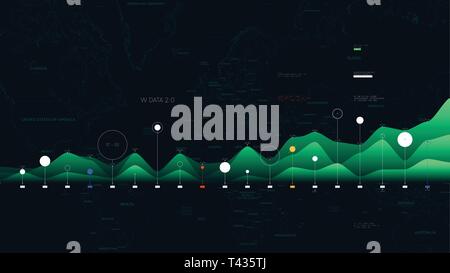 Big data visualization business analytics on the background of the world map for your design Stock Vector