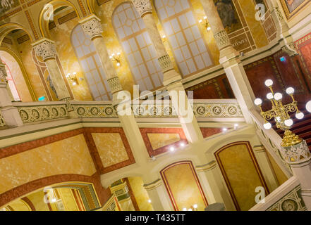 Interior view of Vigado concert hall at Budapest,Hungary.Vigado  is a multi-arts event centre and Budapest's second largest concert hall as well. Stock Photo