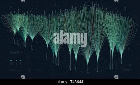 Cross-media marketing mesh representing connections, cloud data computing and neural network, creative concept for presentation for financial presenta Stock Vector