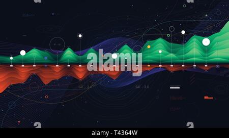 Digital analytics concept, intricate data graphic visualization, financial schedule, vector Stock Vector