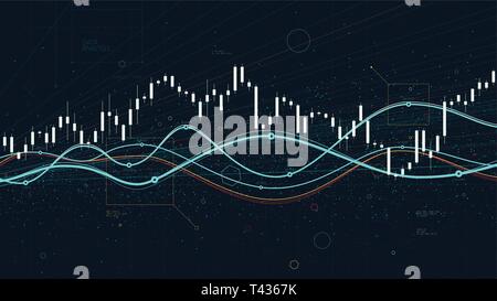 Financial stock market data statistics charts, index prices growing and falling, economic trends business for financial presentation Stock Vector