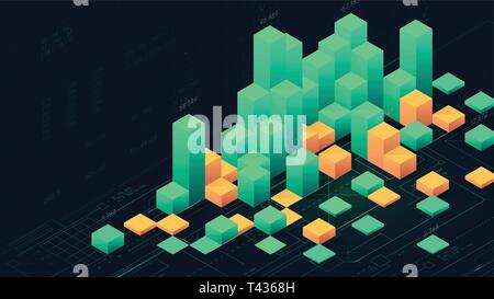 Futuristic digital data visualization, infographic columns of business analytics, creative concept for presentation for financial presentation Stock Vector