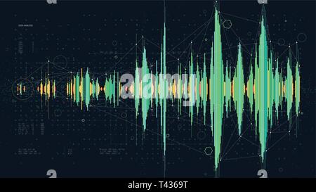 Hi-Tech digital technology frequency wave diagram concept, Futuristic hud visualizing complex data, creative concept for presentation for financial pr Stock Vector