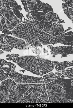 City map Stockholm, monochrome detailed plan, vector illustration for your design Stock Vector