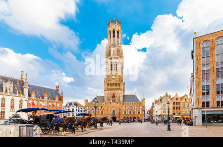 Grote Markt square in medieval city Brugge, Belgium. Stock Photo