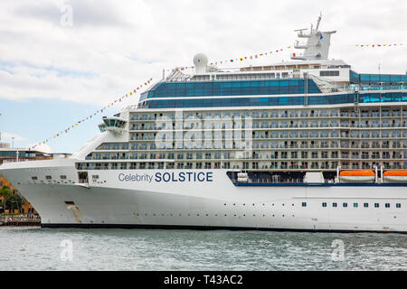 Cruise ship Celebrity Solstice moored at the Overseas passenger terminal in Sydney,Australia Stock Photo