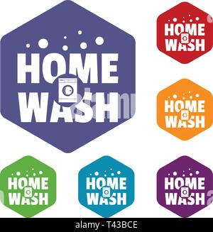 Home wash icons vector hexahedron Stock Vector