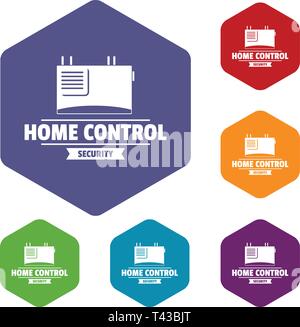 Smart building icons vector hexahedron Stock Vector