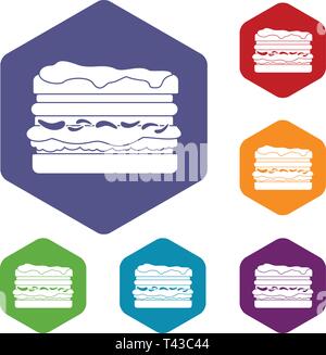 Burger icons vector hexahedron Stock Vector
