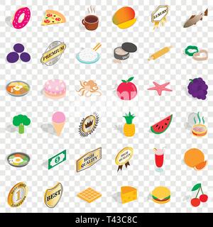 Country dish icons set, isometric style Stock Vector