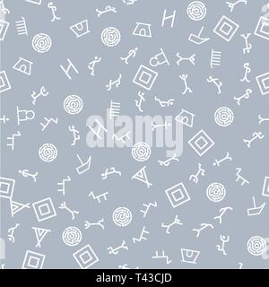 Vector flat  archaeological texture streamless pattern  on light background Stock Vector