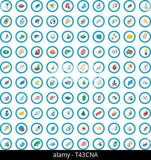 100 successful business icons set, isometric style Stock Vector