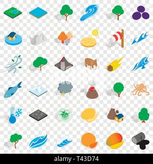 Planet earth icons set, isometric style Stock Vector