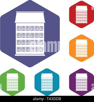 Town house icons vector hexahedron Stock Vector
