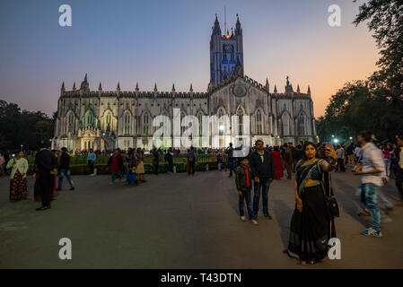 Horizontal view of St Paul's Cathedral in Kolkata aka Calcutta, India. Stock Photo