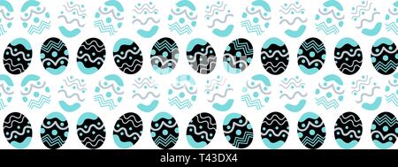 Vector illustration with pattern of black Easter Eggs on the white background, the cover of the site Stock Vector