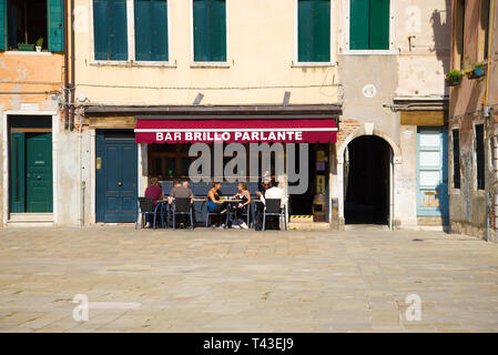 VENICE, ITALY - SEPTEMBER 28, 2017: Street bar on the old town square Campo San Stin Stock Photo