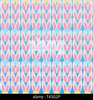 Square background for Easter. Vector illustration with seamless pattern of funny bunny, eggs. Decorative  composition, template of flyer, invitation,  Stock Vector