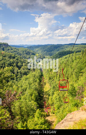 Skylift to Natural Bridge in Red River Gorge in Kentucky Stock Photo