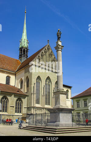 Konstanz at Lake Constance, Baden-Wurttemberg, Germany, Europe: Marian column on Minster Square in front of the Minster of Our Lady. Stock Photo