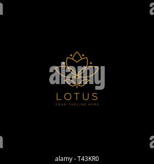 flower floral line beauty premium simple logo template Stock Vector