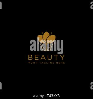 flower floral line beauty premium simple logo template Stock Vector