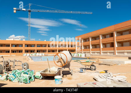 Unfinished property development under construction in new town of Gran Alacant close to Alicante, Costa Blanca, Spain Stock Photo