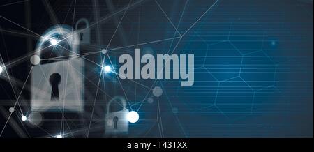 Cybersecurity and information or network protection. Future cyber technology web services for business and internet project Stock Vector
