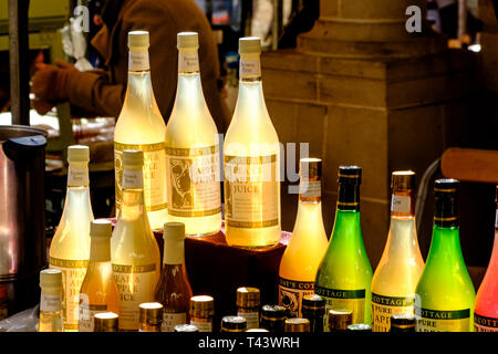 Around Stroud a Gloucestershire town on the edge of the Cotswolds. The Saturday Food Market, Days Cottage Juice Stock Photo