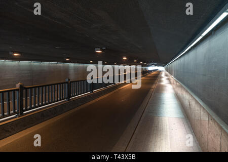 The passageway in the city, Perspective background, A passage of mystery Stock Photo