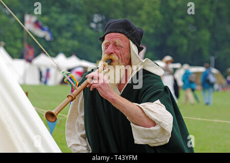 Tudor Band, Recorder, Kelmarsh Hall, Northamptonshire Stock Photo