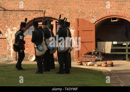 Re-enactment staged by the 95th Riflemen (Napoleonic era) Living History Society in Essex, UK. Stock Photo