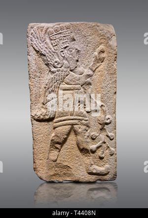 Aslantepe Hittite relief sculpted orthostat stone panel. Limestone, Aslantepe Malatya, 1200-700 B.C. Anatolian Civilisations Museum, Ankara, Turkey.   Stock Photo