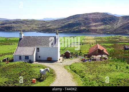 Small farmhouse in central Lewis, Isle of Lewis, Outer Hebrides, Na h-Eileanan Siar, Scotland, United Kingdom Stock Photo