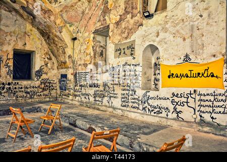 Contemporary art gallery in Chifte Ottoman Baths in Plovdiv, Bulgaria Stock Photo