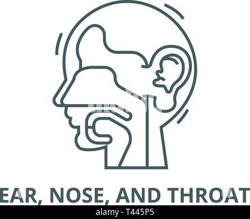 Ear, nose, and throat,ent line icon, vector. Ear, nose, and throat,ent outline sign, concept symbol, flat illustration Stock Vector