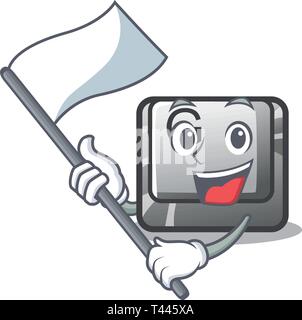 With flag button G installed on mascot computer Stock Vector