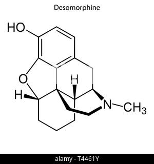 Skeletal formula of Desomorphine. chemical molecule Stock Vector