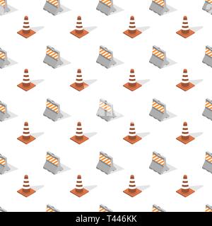 Seamless background from a set of under construction design elements, vector illustration. Stock Vector