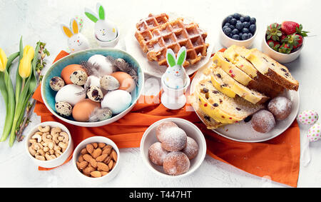 Festive Easter table setting. Stock Photo