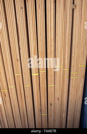 Large rectanguler wood panels stacked up together in display Stock Photo