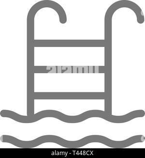 Swimming pool ladder line icon. Stock Vector