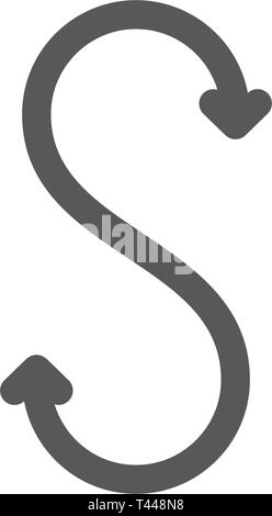 S turn arrow line icon. Stock Vector
